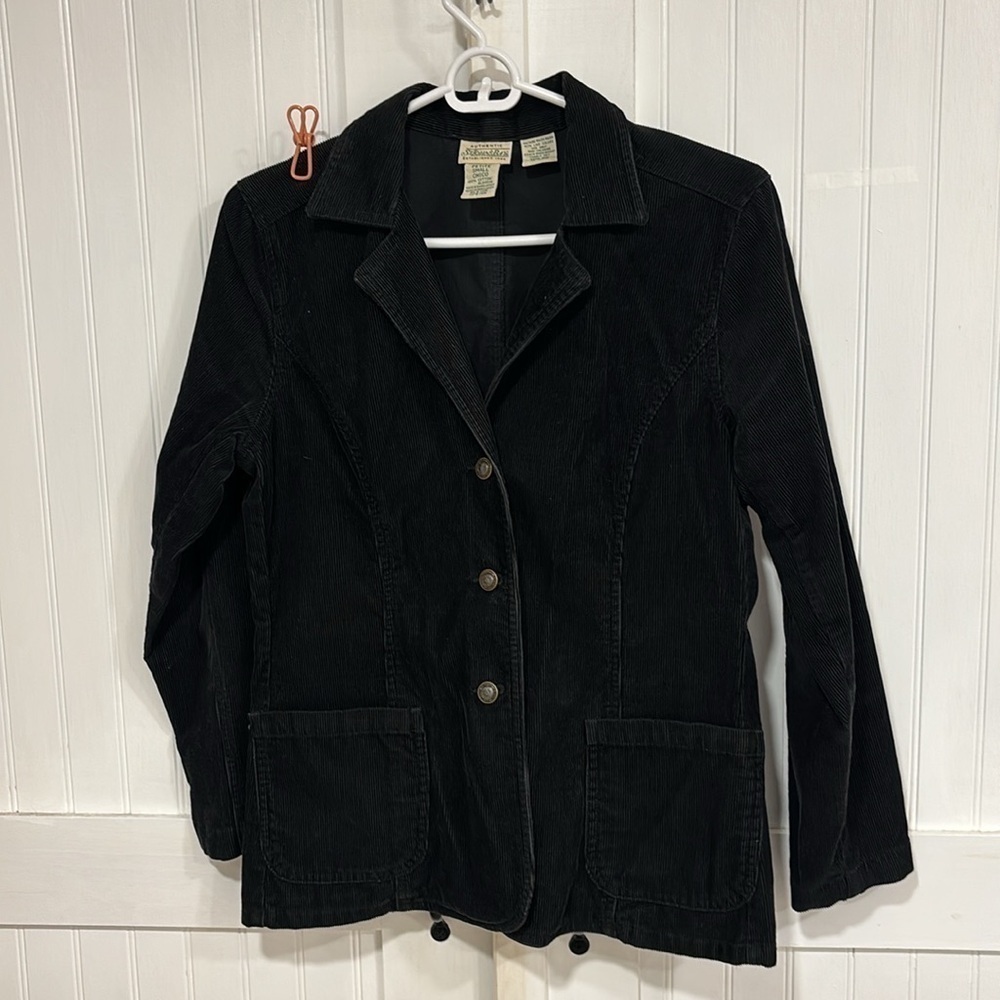 ST John’s Bay black corduroy 100% cotton blazer size petite/small/chico